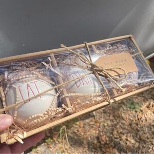 Rae Dunn Ceramic Ornament Gift Set — White and Red Accents